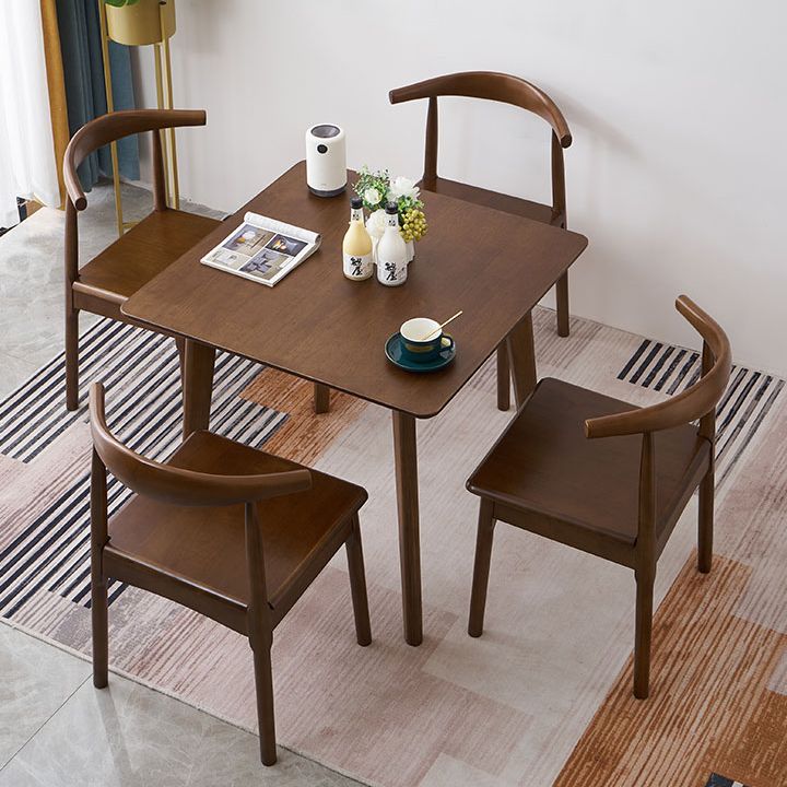 Square Industrial Dining Table Wood Color Fixed Table with Rubberwood Solid Wood Clearhalo ' dining_table' 'Dining Tables & Seating' 'Dining Tables' 'furn' 'furn_dining_table' 'Furniture' 'furniture_dining_table' 'Kitchen & Dining Furniture' 'kitchen&dining_furn' 'kitchen' 'kitchen_dining_table' 1200x1200_47e4fa62-e348-4fbd-84bd-86c21f8e1cbd