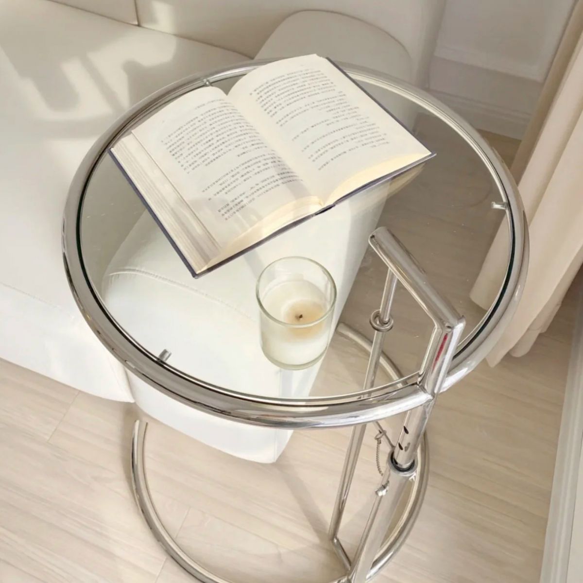 Modern Glass Top Abstract Round Living Room Accent Side Table Clearhalo 'Coffee & Accent Tables' 'End & Side Tables' 'end_side_tables' 'furn' 'furn_end_side_tables' 'Furniture' 'Living Room Furniture' 1200x1200_47e59e22-fa41-44b3-93f2-b47ee76d6a56