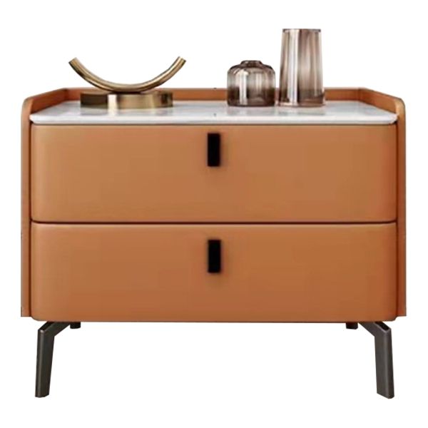 Modern Bed Nightstand Stone Accent Table Nightstand Cabinet with 2-drawer Clearhalo 'Bedroom Furniture' 'furn' 'furn_night_stand' 'Furniture' 'night_stand' 'Nightstands' 1200x1200_47e7843e-b1ca-4ea4-9442-88bd76879867