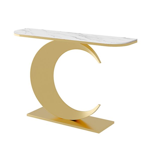 31.5 "H Glam Mal Half Moon Consola Acento de acento Tabla de consola de acabado antiguo