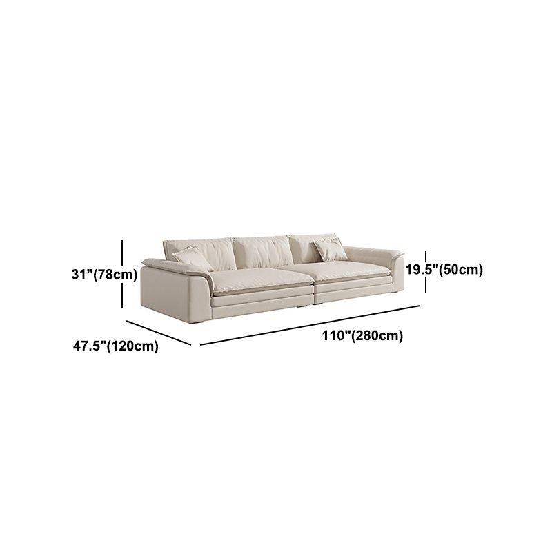 Nordic Sectional Latex Upholstery Filled Leather/flannelette Beige Sofa Clearhalo 'furn' 'furn_sectionals' 'Furniture' 'furniture_sectionals' 'Living Room Furniture' 'Sectionals' 1200x1200_47ed1f66-4bb2-4b51-8e1b-0d51967ac239