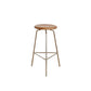 Contemporary Solid Wood Round Armless Bar Stool with Metal Base