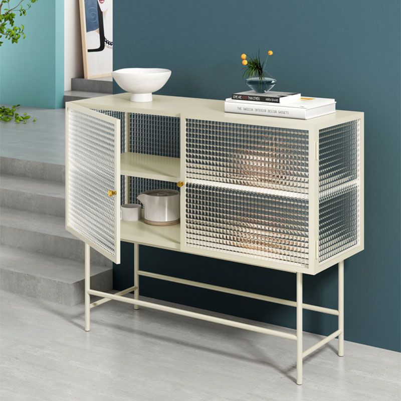 Sideboard di vetro con 2 porte a buffet in metallo contemporaneo con 2 porte