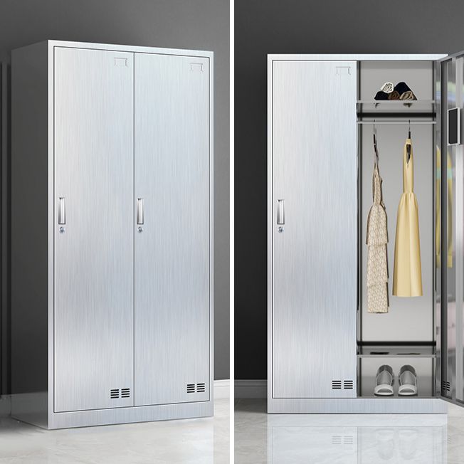 Modern Chrome Storage Cabinet for Bathroom Metal Cabinet with Hinged Doors Clearhalo 'Armoires & Wardrobes' 'armoires_wardrobes' 'Bedroom Furniture' 'furn' 'furn_armoires_wardrobes' 'Furniture' 1200x1200_47ef4886-e0cb-424a-bf5b-625036dbc8ed