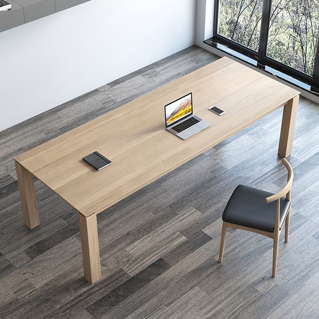 Rectangle 4 Legs Mid-Century Dining Table Solid Wood Fixed Table for Kitchen Clearhalo ' dining_table' 'Dining Tables & Seating' 'Dining Tables' 'Furniture' 'furniture_dining_table' 'Kitchen & Dining Furniture' 'kitchen&dining_furn' 'kitchen' 'kitchen_dining_table' 1200x1200_47f068c8-3905-4003-8fd7-79750ee00454