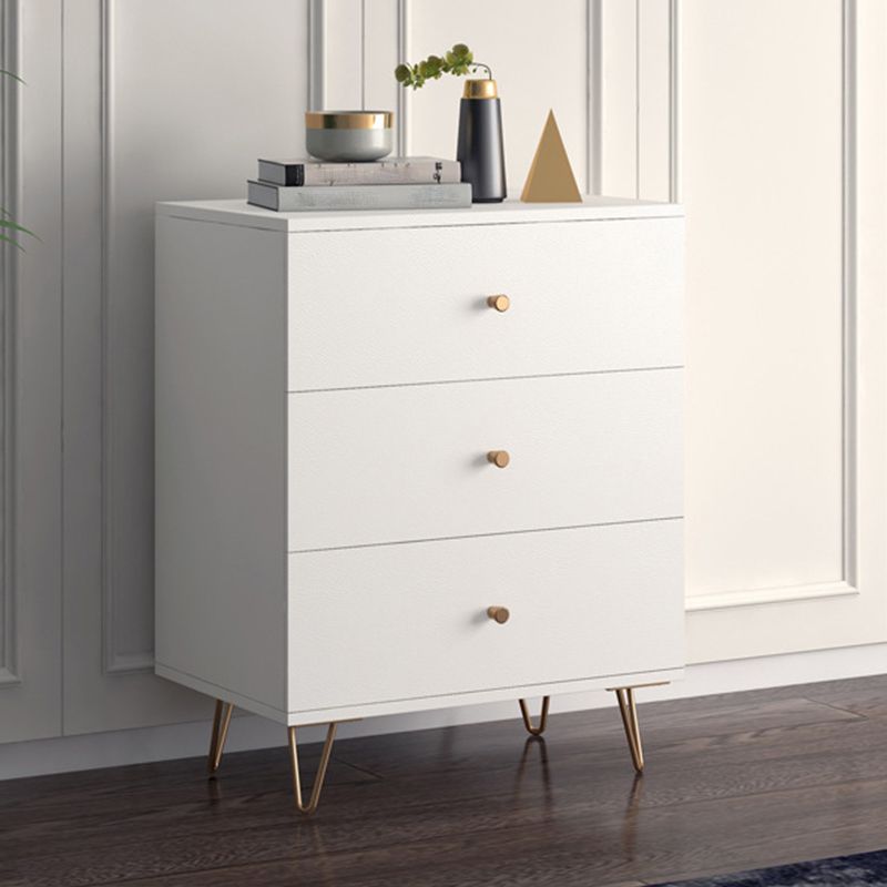 Accent contemporain blanc armoire d'accent rectangle avec tiroirs, résistant aux rayures