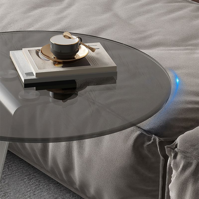 Tavolo di vetro rotondo a forma di forma C di metà secolo.