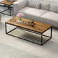 Rectangle Wooden Coffee Table Metal Frame Base Cocktail Table