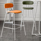 Industrial Iron Legs Bar Stool PU Leather Low Back Barstools for Living Room
