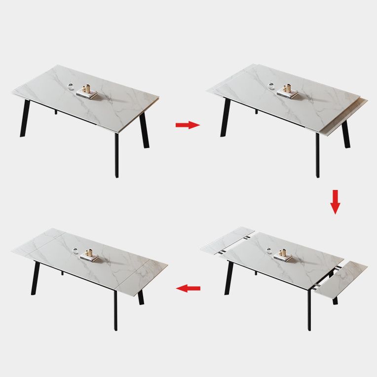 Modern Kitchen Foldable Dining Room Set with Sintered Stone Top and Black Base Dining Furniture Set Clearhalo 'Dining Room Sets' 'Dining Tables & Seating' 'dining_room_set' 'furn' 'furn_dining_room_set' 'Furniture' 'furniture_dining_room_set' 'Kitchen & Dining Furniture' 'kitchen&dining_furn' 'kitchen' 1200x1200_47f97575-0c63-4ce4-be01-c4bf07641253