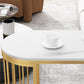 Glam White Stone Bar Dining Table Iron Double Pedestal Bistro Table with Wine Rack Clearhalo 'Bar Furniture' 'Bar Tables' 'bar_tables' 'furn' 'furn_bar_tables' 'Furniture' 'furniture_bar_tables' 'Kitchen & Dining Furniture' 'kitchen&dining_furn' 'kitchen' 1200x1200_47fa1181-afe1-49a9-b7e7-e21d51362096