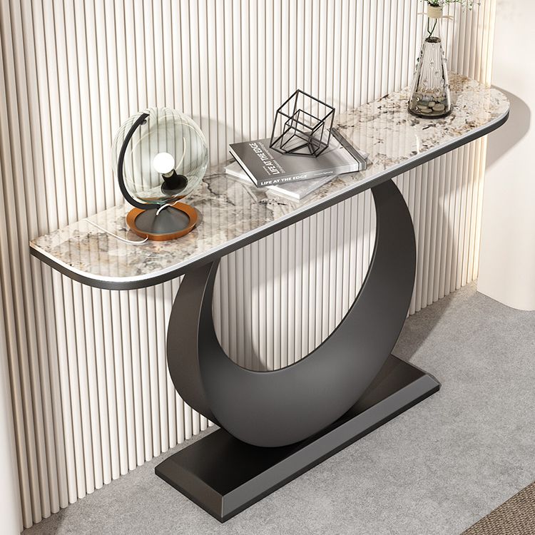 1-shelf 31.5" Tall Console Table Modern Stone Accent Table for Hall