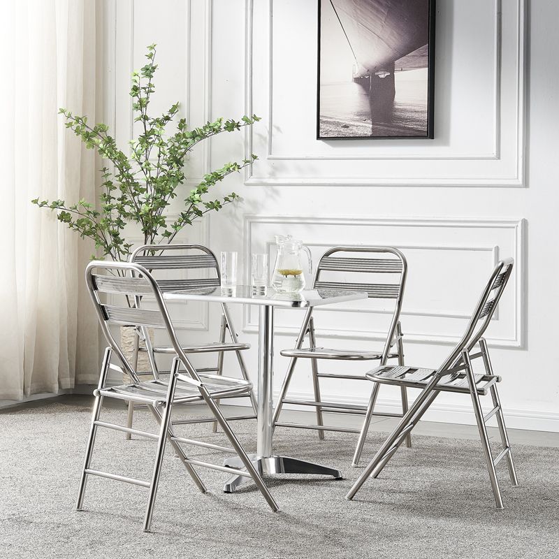 Stainless Steel Dining Table Industrial Pedestal Dining Table in Stainless Steel