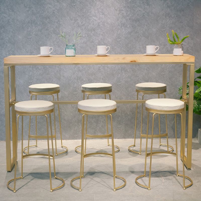 Modern Bar-height Table Solid Wood Top Bistro Pub Table with Gold Base Clearhalo 'Bar Furniture' 'Bar Tables' 'bar_tables' 'furn' 'furn_bar_tables' 'Furniture' 'Kitchen & Dining Furniture' 1200x1200_47fc04fe-e922-4951-b496-dd9fe09759c8