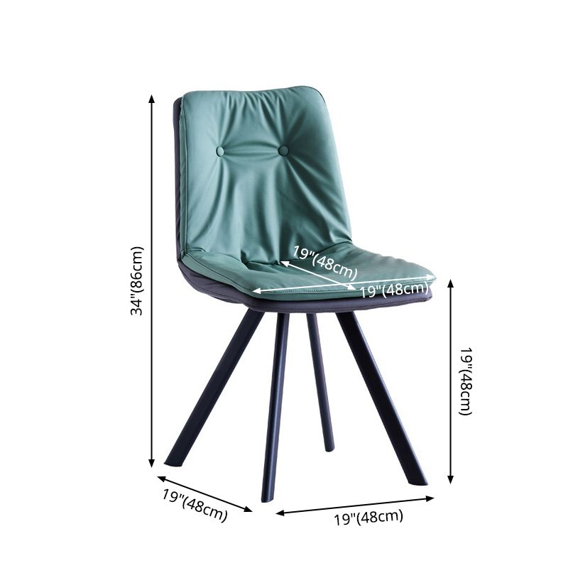 Leather Scandinavian Side Chair Upholstered Armless Dining Chairs with Metal Legs Clearhalo ' kitchen&dining_furn' 'Dining Chairs' 'Dining Tables & Seating' 'dining_chair' 'furn' 'furn_dining_chair' 'Furniture' 'furniture_dining_chair' 'Kitchen & Dining Furniture' 'kitchen' 1200x1200_47fc879e-6266-4c6b-9f99-2757990fb2d1