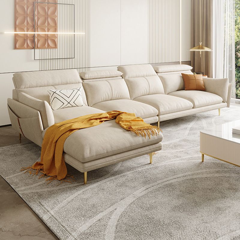 Crème faux lederen bank/sectionele met opbergzak verstelbare bank voor woonkamer