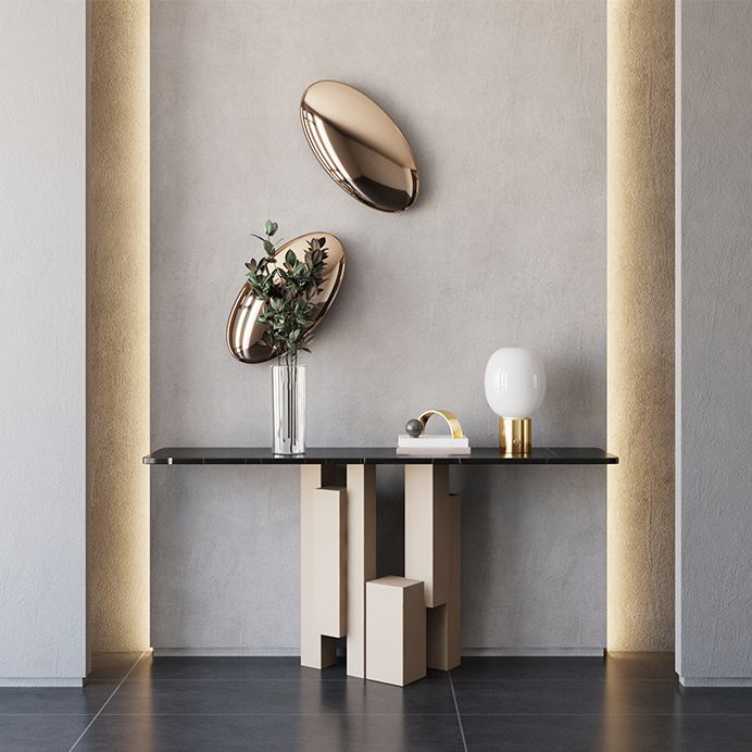 Table de la console moderne en pierre 1 étagère 13,78 "table d'accent de large pour hall