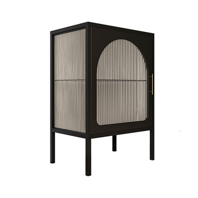 Schwarz/Weiß zwei Regale Nachttischglas moderner 1-Tür-Nachttisch