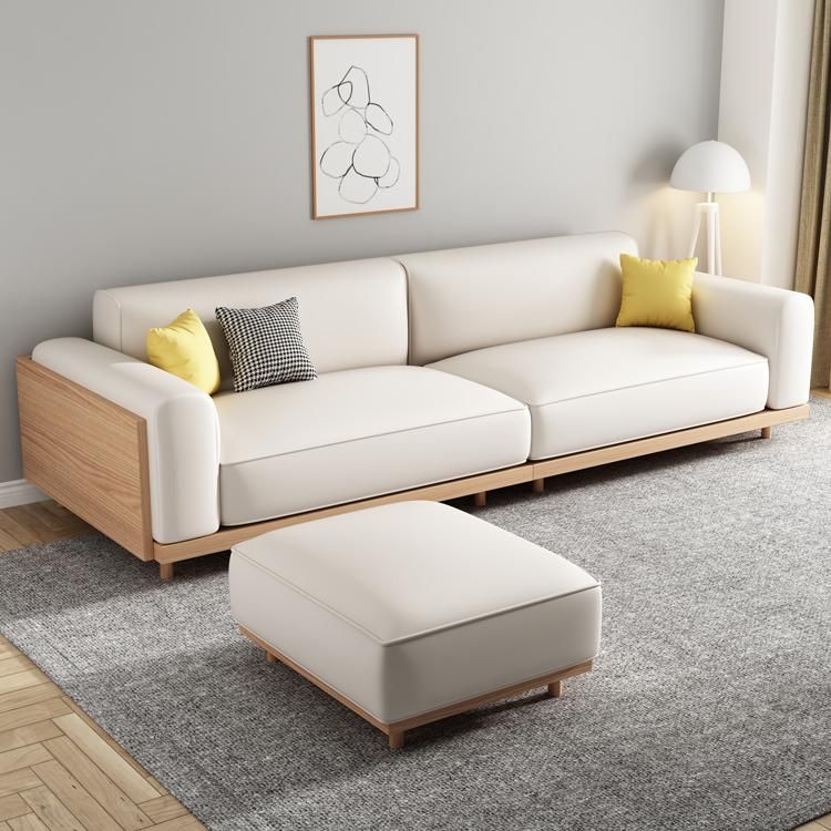 Contemporary White Cushions Standard Square Arm Slipcovered Sofa