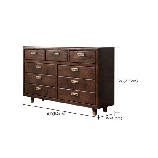Glam Rubber Wood Storage Chest Bedroom Brown Chest with Drawers