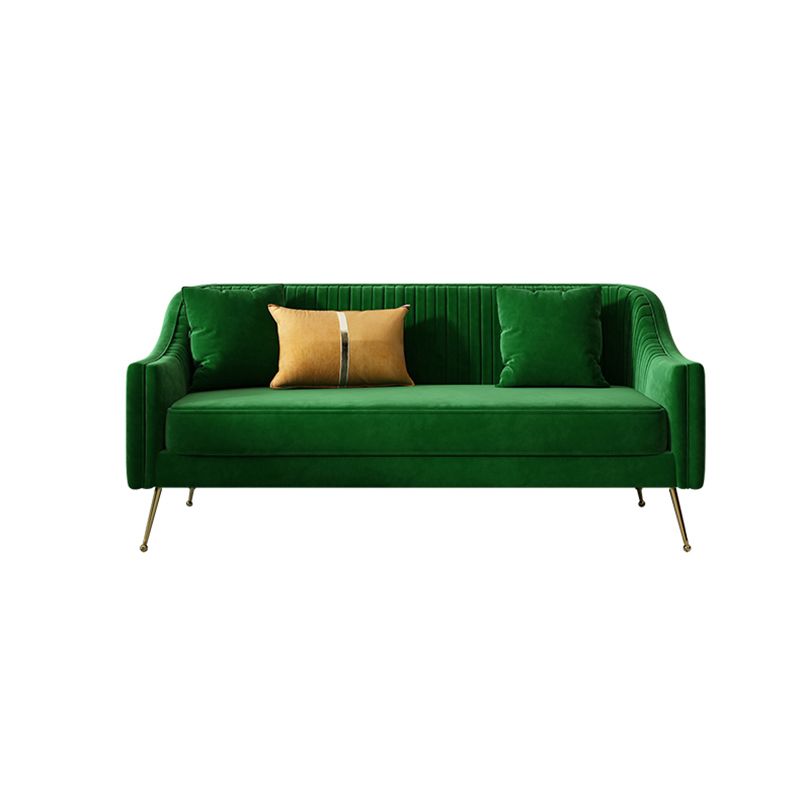 Mid-Century Modern 32.5"H Velvet Couch Sewn Pillow Back Sofa Clearhalo 'furn' 'furn_sofas' 'Furniture' 'furniture_sofas' 'Living Room Furniture' 'Sofa' 'sofas' 1200x1200_47ffd962-3c6a-4565-a075-ff479c99a5b7