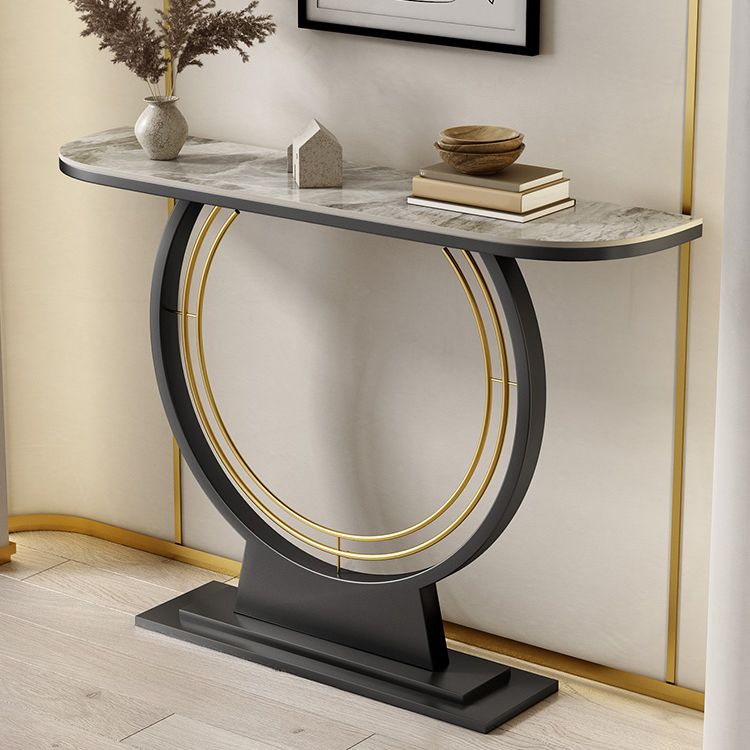 Mesa de acento de la consola de media luna Tabla de acabado antiguo Mesa de sofá en piedra