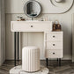 Vanity di trucco da tavolo in legno bianco bianco contemporaneo con cassetti