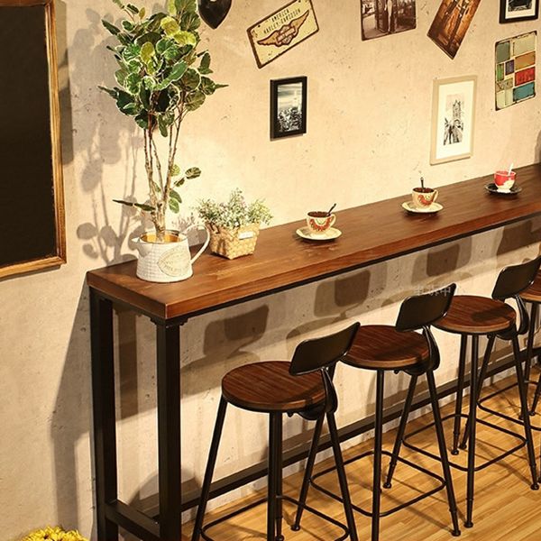 Tavolo da pranzo bar rettangolare tavolo da pranzo a barre contemporaneo con base di cavalletto in metallo