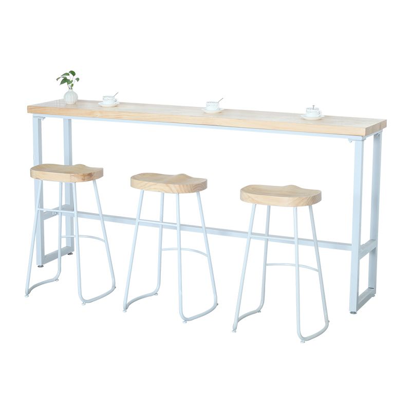 Modern Rectangle Bar Table Wood Bar Height Table with Iron Base in White, Only Table Clearhalo 'Bar Furniture' 'Bar Tables' 'bar_tables' 'furn' 'furn_bar_tables' 'Furniture' 'furniture_bar_tables' 'Kitchen & Dining Furniture' 'kitchen&dining_furn' 'kitchen' 1200x1200_480250b2-6dfb-49bb-811a-b09f88671ca4
