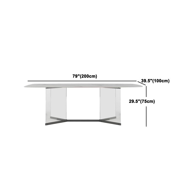 Ensemble de table à manger en pierre fritte du rectangle contemporain 1/3/4/5/6 pièces de restauration