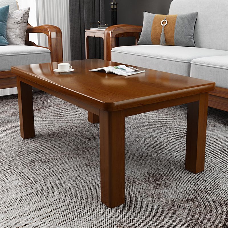Contemporary Solid Wood Coffee Table Rectangle 4 Legs Coffee Cocktail Table Clearhalo 'Coffee & Accent Tables' 'Coffee Tables' 'coffee_tables' 'furn' 'furn_coffee_tables' 'Furniture' 'Living Room Furniture' 1200x1200_48063654-ee7a-4eee-ac18-6d88359552e9