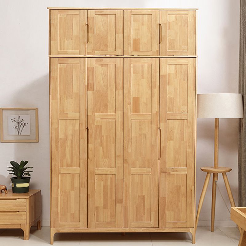 Rubber Wood Wardrobe Cabinet Contemporary Closet Back Hinged Wardrobe