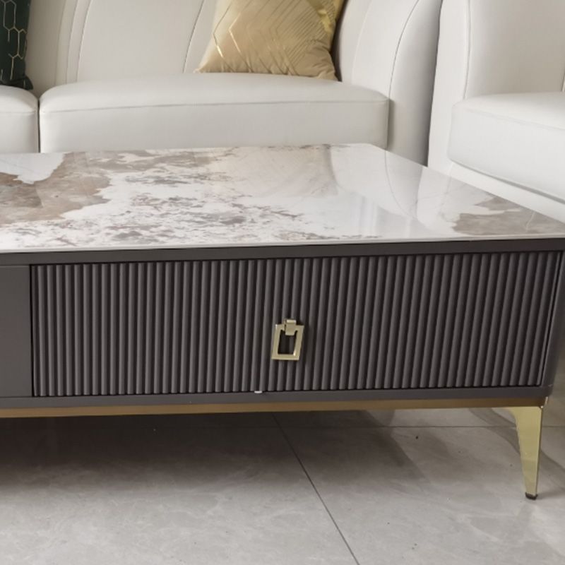 Slate Glam Rectangular Coffee Table 51.2" W 4 Legs Cocktail Table with Drawers Clearhalo 'Coffee & Accent Tables' 'Coffee Tables' 'coffee_tables' 'furn' 'furn_coffee_tables' 'Furniture' 'Living Room Furniture' 1200x1200_4809bb92-7c87-4a14-a36e-e52aa3d2be30