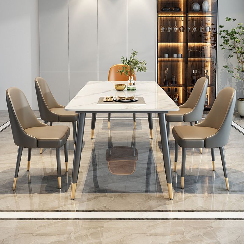 Stone Top Dining Table Metal Base Home Dinner Room Kitchen Table Clearhalo 'Dining Tables & Seating' 'Dining Tables' 'dining_table' 'furn' 'furn_dining_table' 'Furniture' 'Kitchen & Dining Furniture' 1200x1200_480c752f-3bc7-482c-b6a8-c3d69614bf62