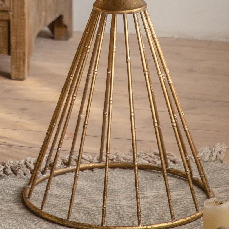 丸いトレイトップサイドテーブル鉄台座エンドテーブル - 苦しめられた表面処理