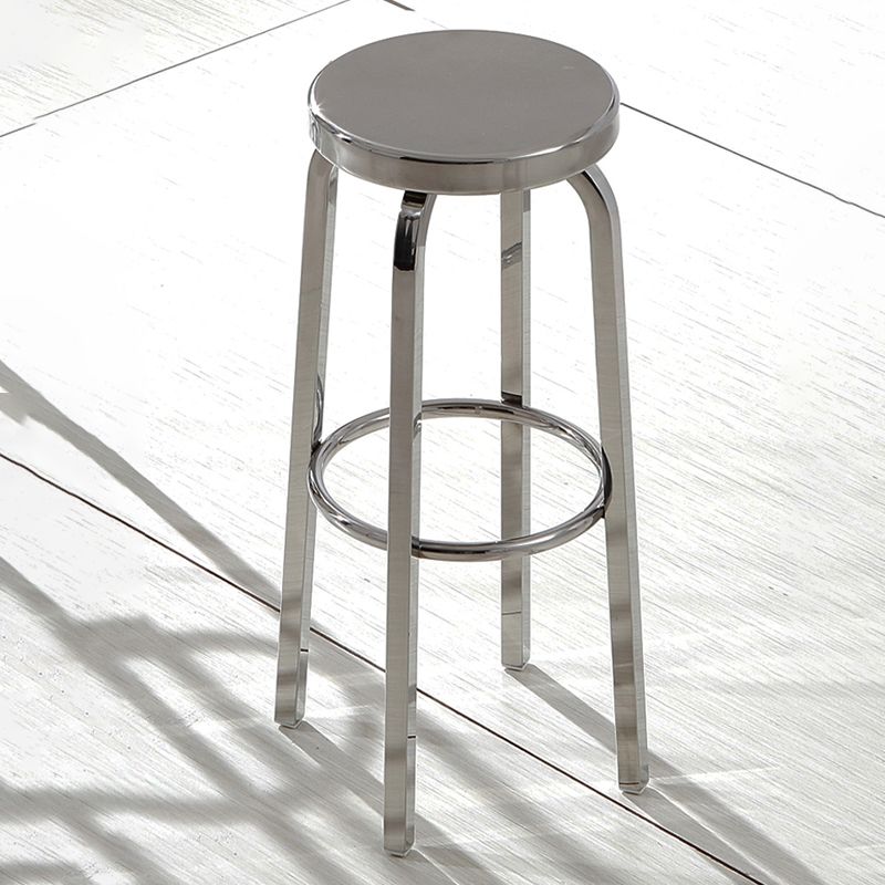1 Pcs Industrial Silver Counter Stools Stainless Steel Bar Bristol Stools with Round Seat Clearhalo 'Bar Furniture' 'Bar Stools' 'bar_stools' 'furn' 'furn_bar_stools' 'furniture_bar_stools' 'Kitchen & Dining Furniture' 'kitchen&dining_furn' 'kitchen' 'kitchen_furn' Furniture' 1200x1200_4811949d-22cd-4811-afcd-6caedd50e6de