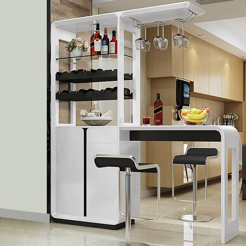 Modern Rectangle Bar Table Wood Table with Wine Cabinet for Living Room Clearhalo 'Bar Furniture' 'Bar Tables' 'bar_tables' 'furn' 'furn_bar_tables' 'Furniture' 'Kitchen & Dining Furniture' 1200x1200_4812905a-cb87-493f-a56f-9e840c39bdd3