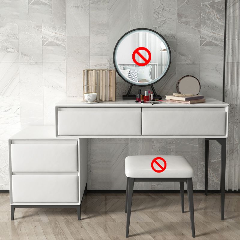 Contemporary 4 Drawers Stone Dresser, 31.5" High Vanity Set with Stool