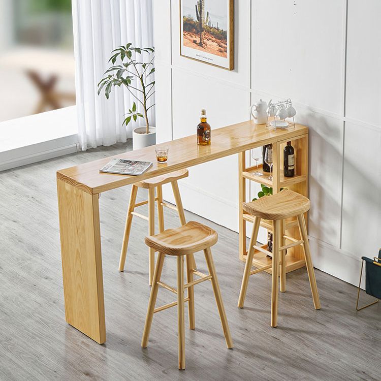 Modern Beige Wood Bar Dining Table Rectangle Indoor Bistro Table with Shelf Clearhalo 'Bar Furniture' 'Bar Tables' 'bar_tables' 'furn' 'furn_bar_tables' 'Furniture' 'furniture_bar_tables' 'Kitchen & Dining Furniture' 1200x1200_48146541-88dc-48a8-b85a-39b6806ff4a6