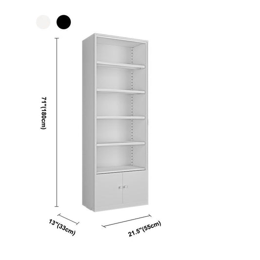 Modern Closed Storage Bookcase Black/White Metal Bookshelf with Shelves