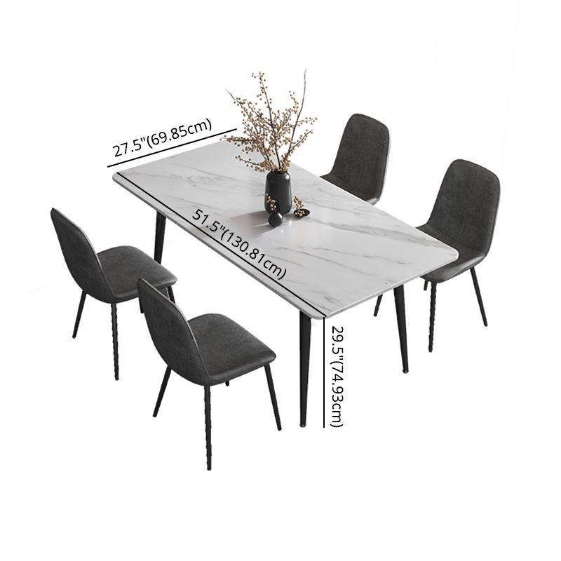Modern Style Sintered Stone Dining Room Set with Fixed Rectangle Shape Table and 4 Legs Base Clearhalo 'Dining Room Sets' 'Dining Tables & Seating' 'dining_room_set' 'furn' 'furn_dining_room_set' 'Furniture' 'furniture_dining_room_set' 'Kitchen & Dining Furniture' 'kitchen&dining_furn' 'kitchen' 1200x1200_48161498-f579-479a-b0ee-7211aec68032