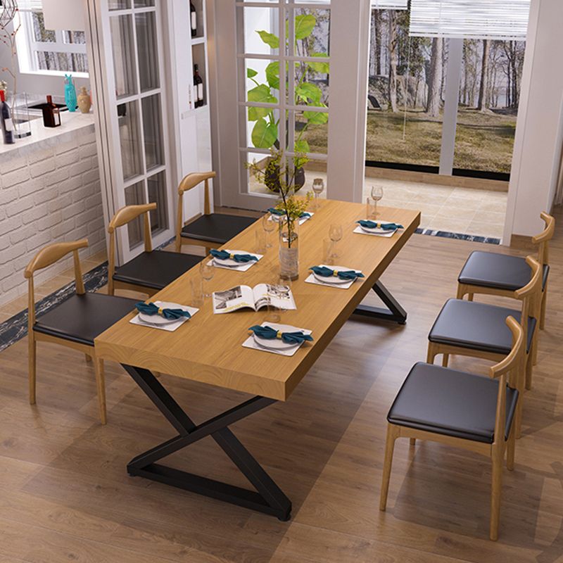 Pine Solid Wood Dining Table Industrial Rectangle Table with Double Pedestal Clearhalo 'Dining Tables & Seating' 'Dining Tables' 'dining_table' 'furn' 'furn_dining_table' 'Furniture' 'Kitchen & Dining Furniture' 1200x1200_48168047-4466-45e1-be1c-801a875fb530