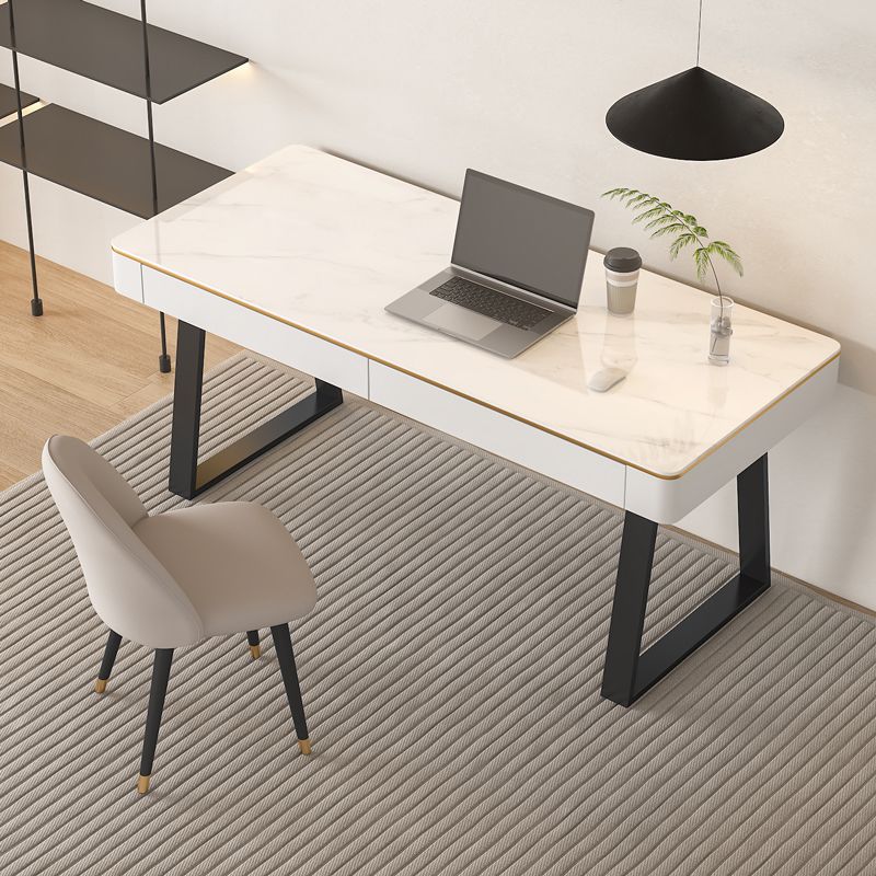 Scrivania per ufficio in pietra moderna 29,53 "scrivania alta con base a slitta