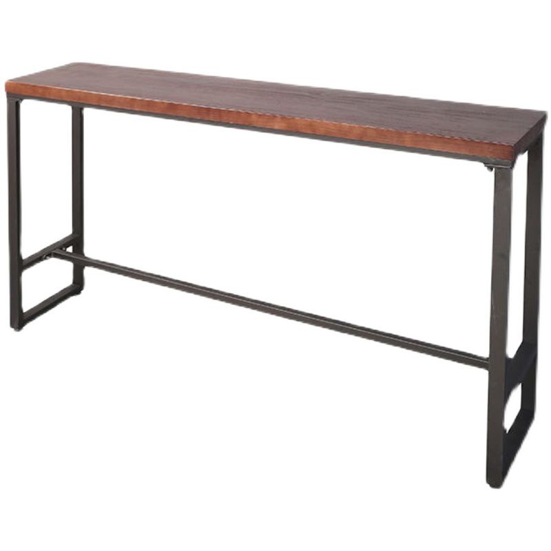 Industrial Trestle Wood Bar Wine Table Rectangle Bar Height Cocktail Table in Brown Clearhalo 'Bar Furniture' 'Bar Tables' 'bar_tables' 'furn' 'furn_bar_tables' 'Furniture' 'furniture_bar_tables' 'Kitchen & Dining Furniture' 1200x1200_48191c3f-6899-4851-a96f-8195aa28aea8