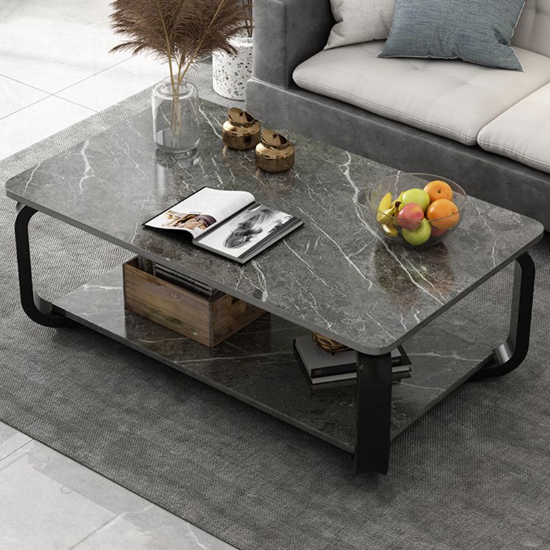 Glam Coffee Table with Cross Legs and Storage Shelf Cocktail Table Clearhalo 'Coffee & Accent Tables' 'Coffee Tables' 'coffee_tables' 'furn' 'furn_coffee_tables' 'Furniture' 'Living Room Furniture' 1200x1200_4819d52d-c4a9-4638-a773-37b917d42733