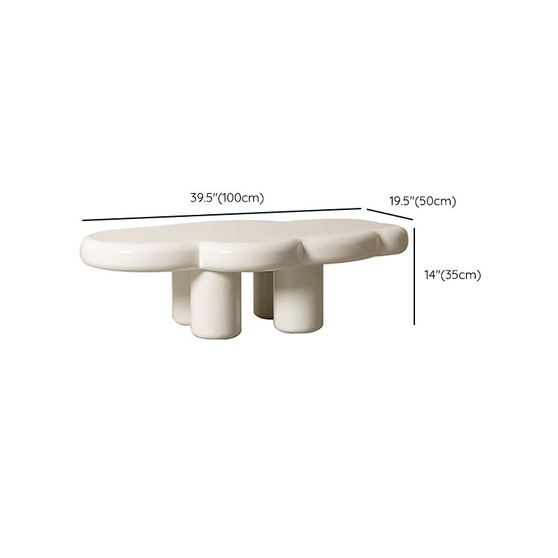Scandinavian Cream Irregular 4 Legs Coffee Cocktail Table - 13.8" H Clearhalo 'Coffee & Accent Tables' 'Coffee Tables' 'coffee_tables' 'furn' 'furn_coffee_tables' 'Furniture' 'Living Room Furniture' 1200x1200_481a1868-84fc-40b3-92ad-990b1c8e9e69