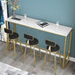 White Sintered Stone Bar Table Trestle Base Dining Table for Kitchen
