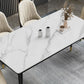 Rectangle Dining Table White and Gray Stone Modern Dining Table