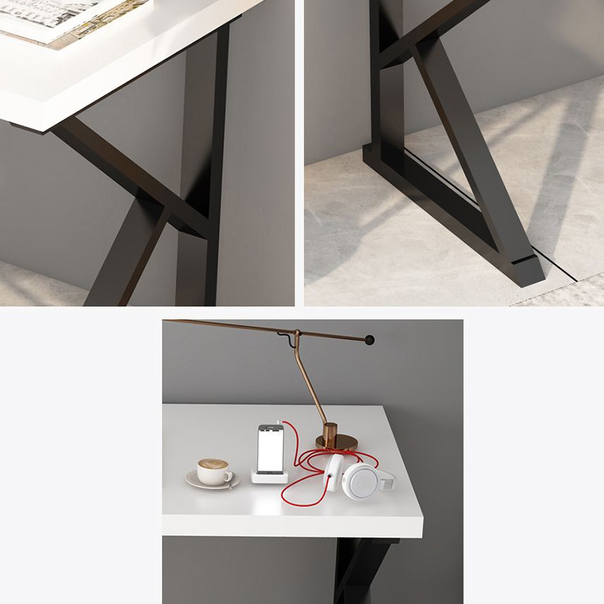 Scrivania rettangolare industriale scrivania in marmo bianco con gambe metalliche