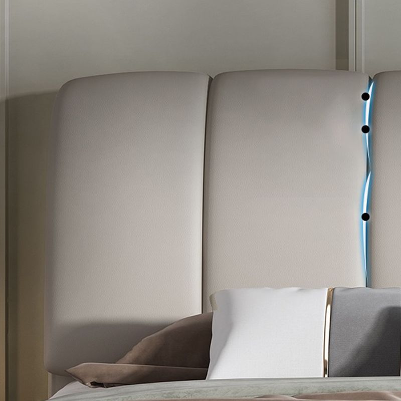 Kunstleder weißes Panelbett modernes Standardbett mit gepolstertem Kopfteil